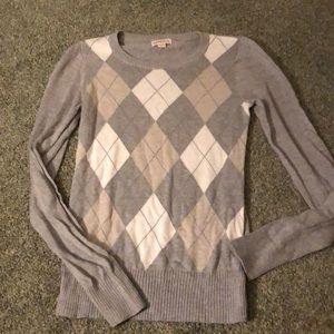 Gray, brown, white triangular sweater from Merona